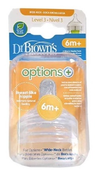 Dr Brown tetina boca ancha silicona 6+ Nivel 3
